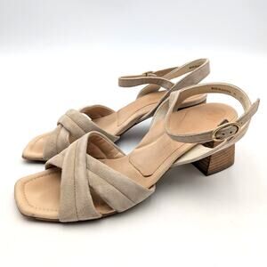 Paul Green Lexi Block Heel Sandal Women's Champagne Suede Size US8.5/UK6 EU39